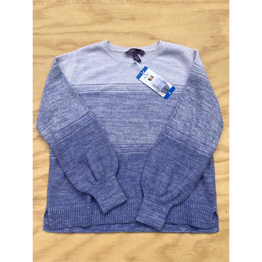 Gloria Vanderbilt Womens Ombre Knit Sweater Purple Lavender Balloon Sleeve L NEW